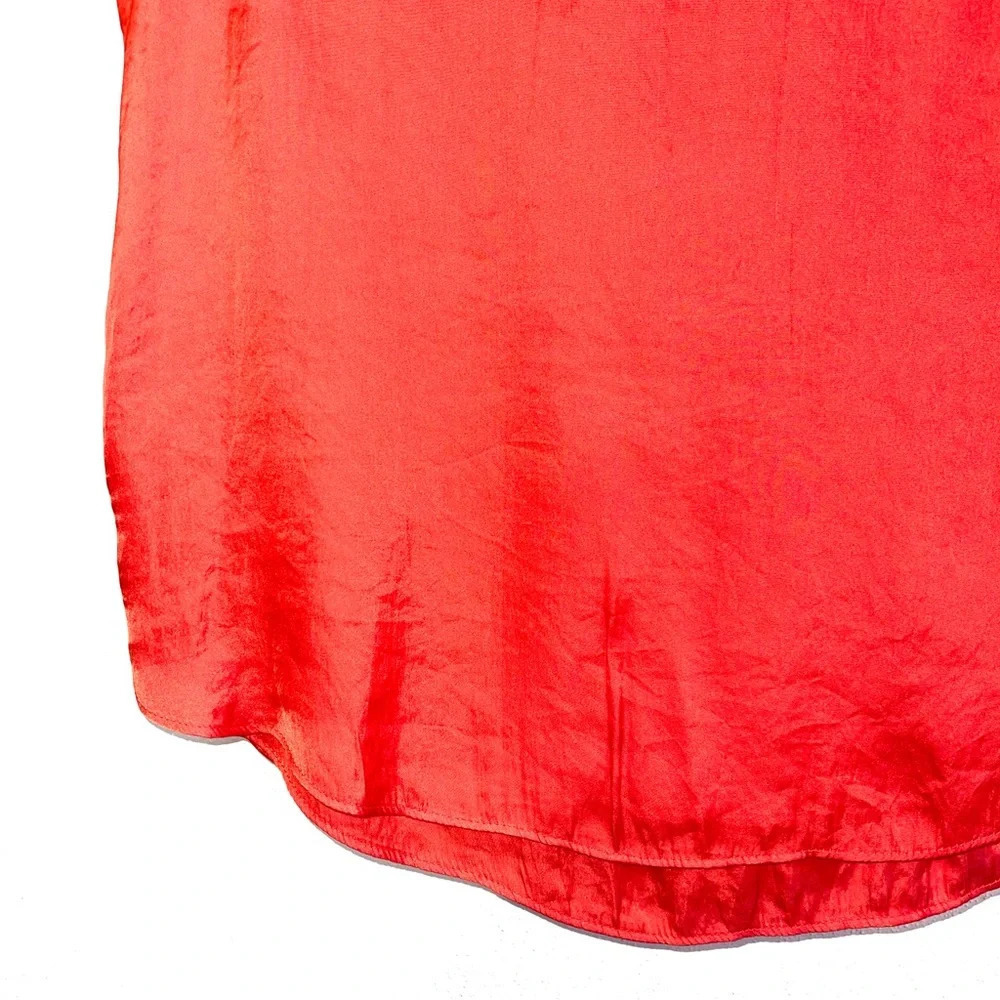 Zara Basic Red Orange Open Wrap Back V-Neck Satin… - image 4